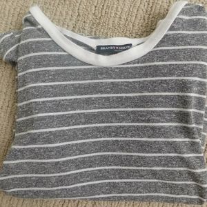 Brandy Melville Gray White Striped T-shirt Trendy